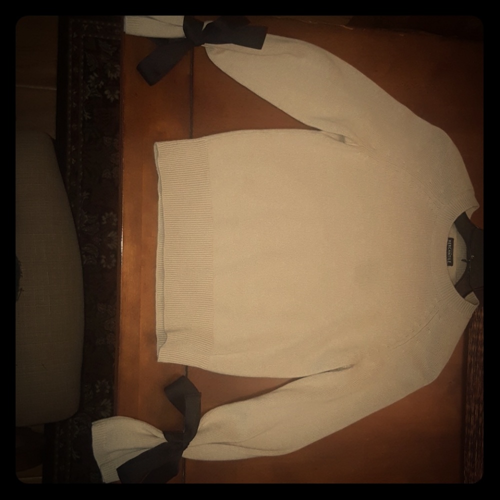NWT J. Crew Women's Tie Sleeve Sweatshirt - Cream